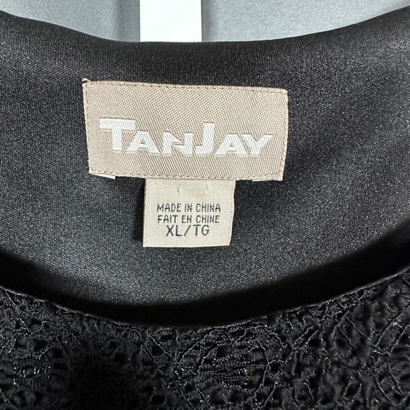 TanJay Black Lace Overlay Sleeveless Shell Top XL Witchy Gothic Dark Feminine - Picture 2 of 8
